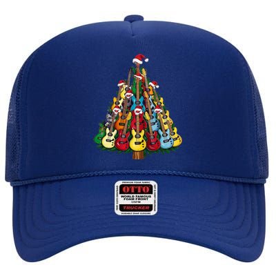 Christmas Guitar For Music Loversand High Crown Mesh Back Trucker Hat