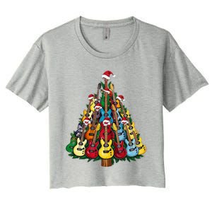 Christmas Guitar For Music Loversand Women's Crop Top Tee