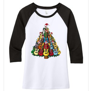 Christmas Guitar For Music Loversand Women's Tri-Blend 3/4-Sleeve Raglan Shirt