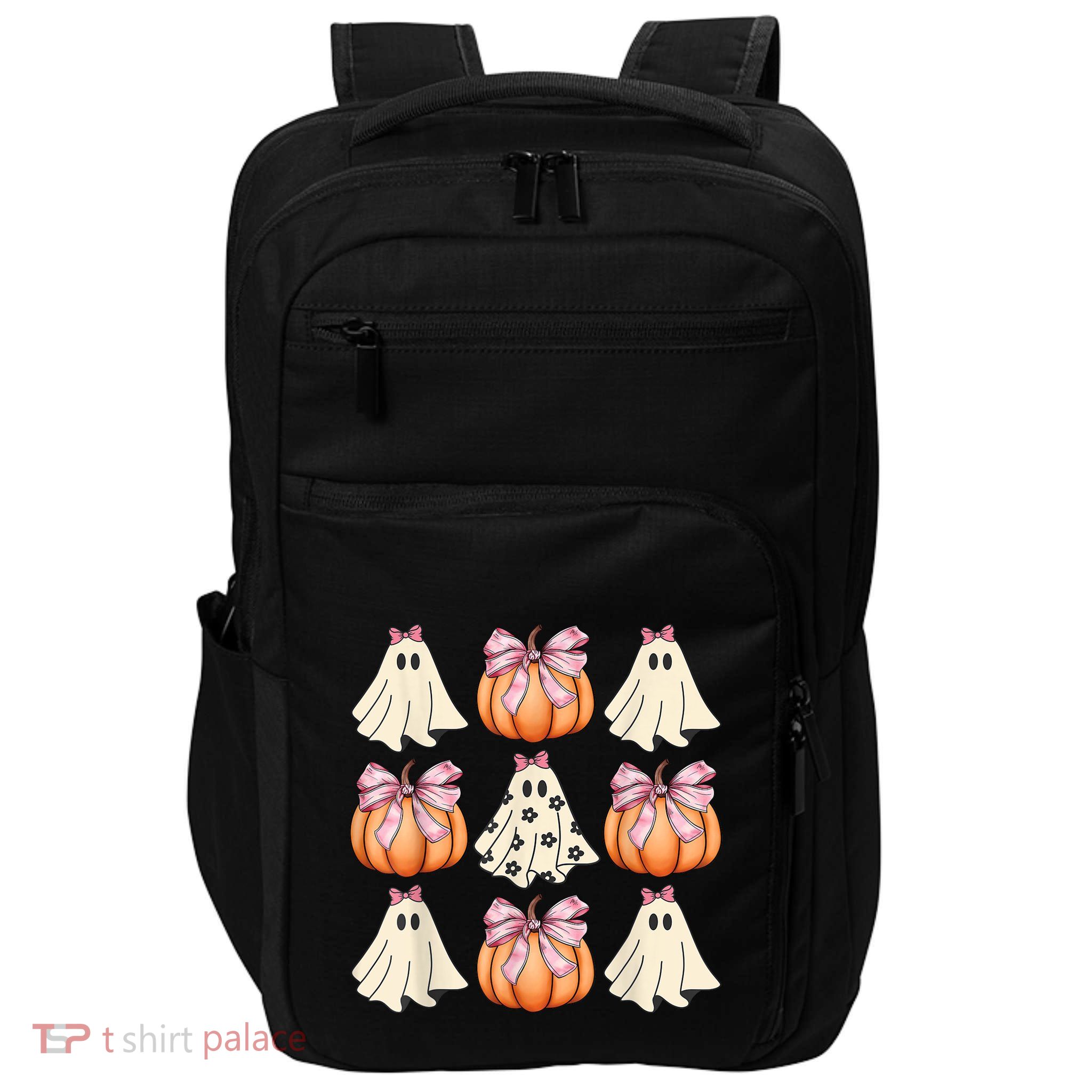 Cute Ghost Florals Coquette Bows Pumpkins Halloween Impact Tech Backpack