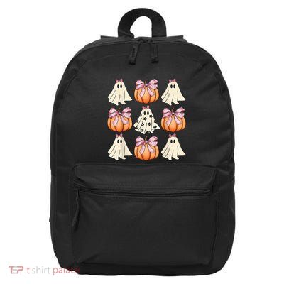 Cute Ghost Florals Coquette Bows Pumpkins Halloween 16 in Basic Backpack