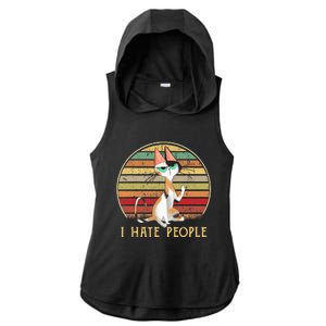 Cat Gifts For Cat Lovers Funny Mid Finger Cat I Hate People Ladies PosiCharge Tri-Blend Wicking Draft Hoodie Tank