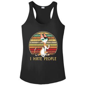 Cat Gifts For Cat Lovers Funny Mid Finger Cat I Hate People Ladies PosiCharge Competitor Racerback Tank