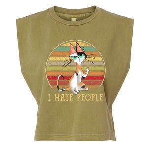 Cat Gifts For Cat Lovers Funny Mid Finger Cat I Hate People Garment-Dyed Women's Muscle Tee