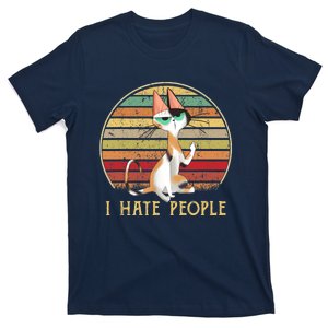 Cat Gifts For Cat Lovers Funny Mid Finger Cat I Hate People T-Shirt