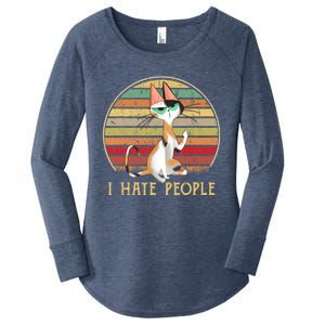 Cat Gifts For Cat Lovers Funny Mid Finger Cat I Hate People Women's Perfect Tri Tunic Long Sleeve Shirt