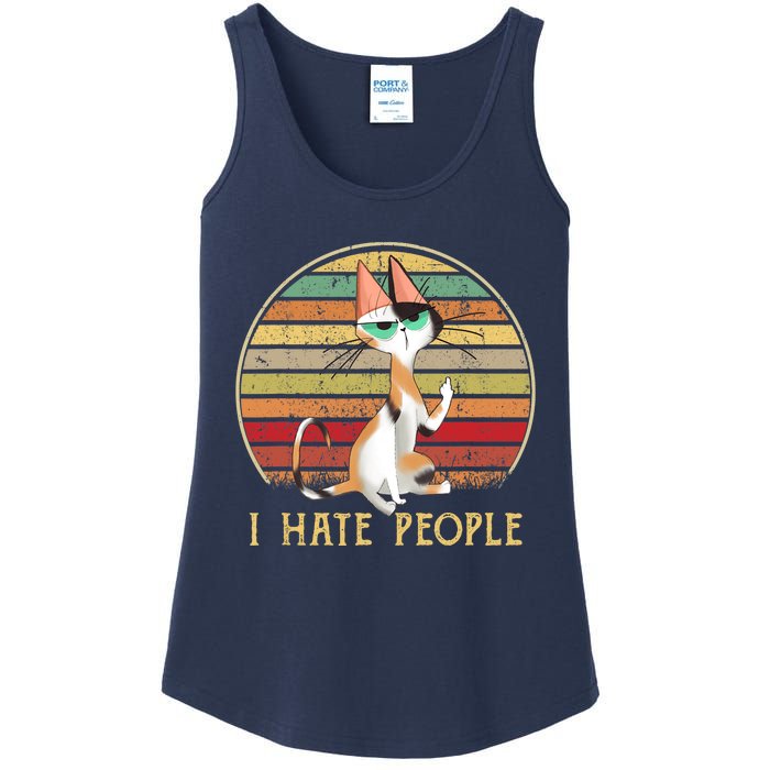 Cat Gifts For Cat Lovers Funny Mid Finger Cat I Hate People Ladies Essential Tank