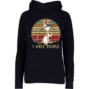 Cat Gifts For Cat Lovers Funny Mid Finger Cat I Hate People Womens Funnel Neck Pullover Hood