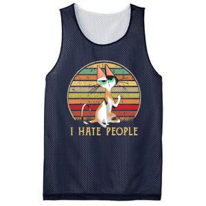 Cat Gifts For Cat Lovers Funny Mid Finger Cat I Hate People Mesh Reversible Basketball Jersey Tank