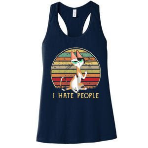 Cat Gifts For Cat Lovers Funny Mid Finger Cat I Hate People Women's Racerback Tank