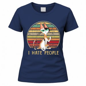 Cat Gifts For Cat Lovers Funny Mid Finger Cat I Hate People Women's T-Shirt