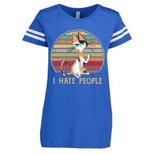 Cat Gifts For Cat Lovers Funny Mid Finger Cat I Hate People Enza Ladies Jersey Football T-Shirt