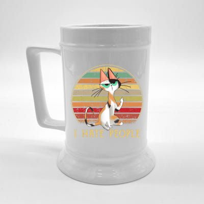 Cat Gifts For Cat Lovers Funny Mid Finger Cat I Hate People Beer Stein