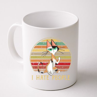 Cat Gifts For Cat Lovers Funny Mid Finger Cat I Hate People Coffee Mug