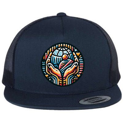 Cute Graphic For World Refugee Day Gift Flat Bill Trucker Hat