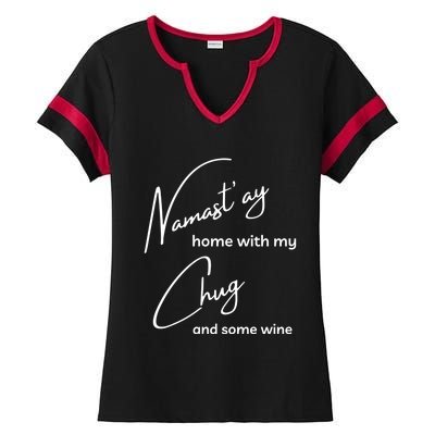 Chug Gift Funny Namastay For Yoga And Dog Lovers Gift Ladies Halftime Notch Neck Tee