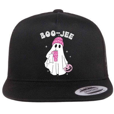 Cute Ghost Funny Halloween Boujee Boo Jee Flat Bill Trucker Hat