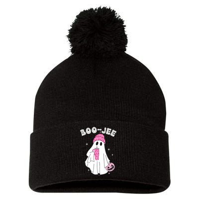 Cute Ghost Funny Halloween Boujee Boo Jee Pom Pom 12in Knit Beanie