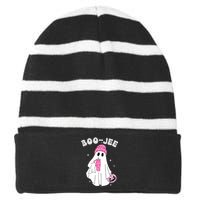 Cute Ghost Funny Halloween Boujee Boo Jee Striped Beanie with Solid Band