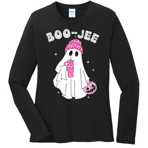 Cute Ghost Funny Halloween Boujee Boo Jee Ladies Long Sleeve Shirt