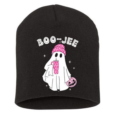 Cute Ghost Funny Halloween Boujee Boo Jee Short Acrylic Beanie