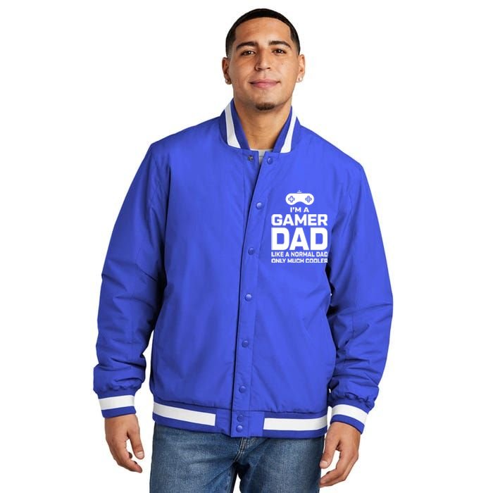 Cool Gaming Fathers Day Im A Dad Gamer Cool Gift Gamer Dad Gift Insulated Varsity Jacket