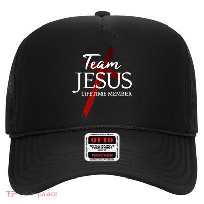 Christian God Faith Lifetime Member Team Jesus High Crown Mesh Back Trucker Hat