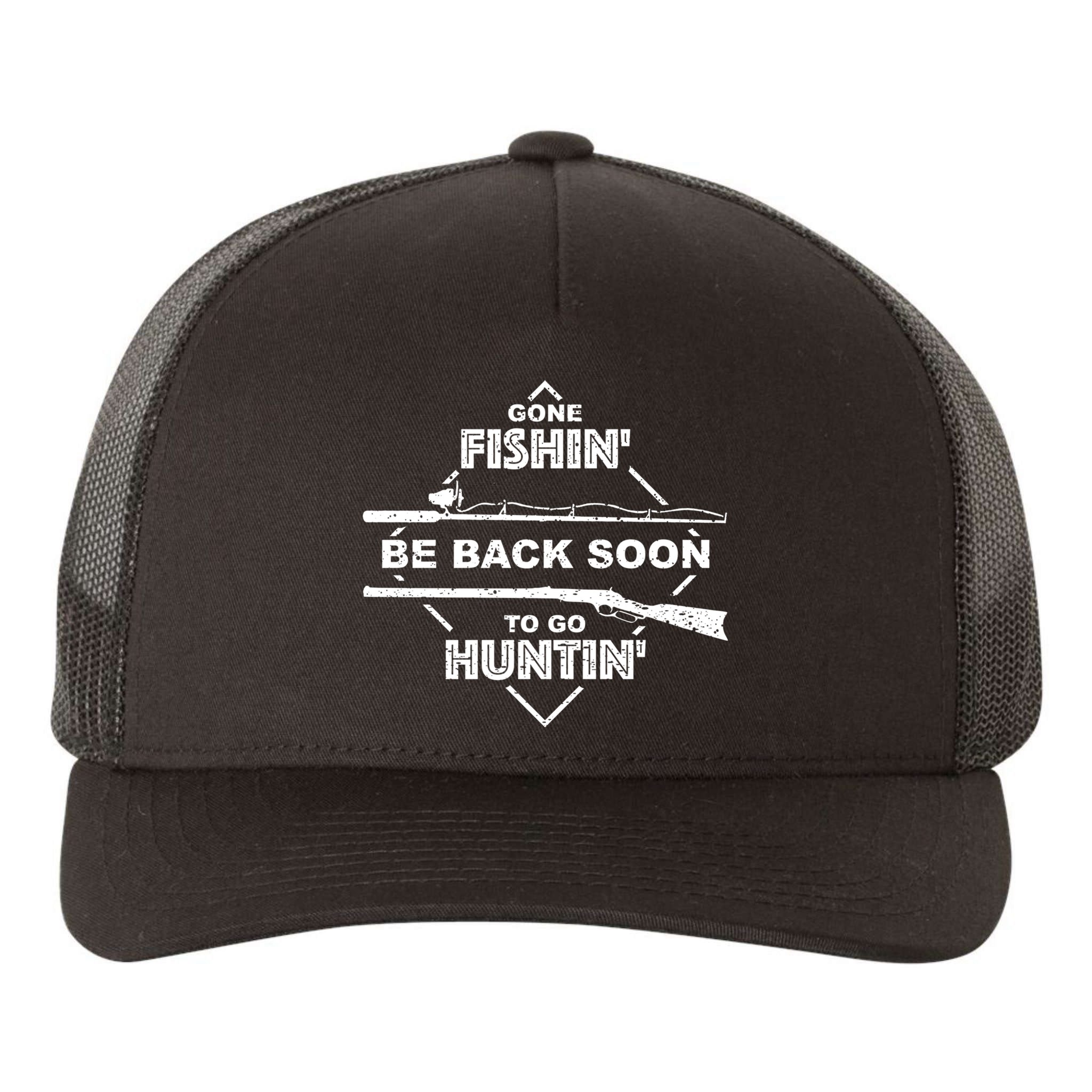Cool Gone Fishin' Go Huntin' Funny Fisher Hunter Gift Yupoong Adult 5-Panel Trucker Hat