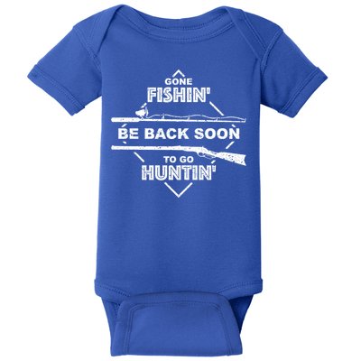Cool Gone Fishin' Go Huntin' Funny Fisher Hunter Gift Baby Bodysuit