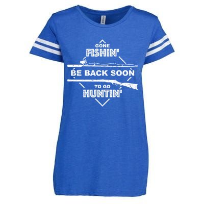 Cool Gone Fishin' Go Huntin' Funny Fisher Hunter Gift Enza Ladies Jersey Football T-Shirt