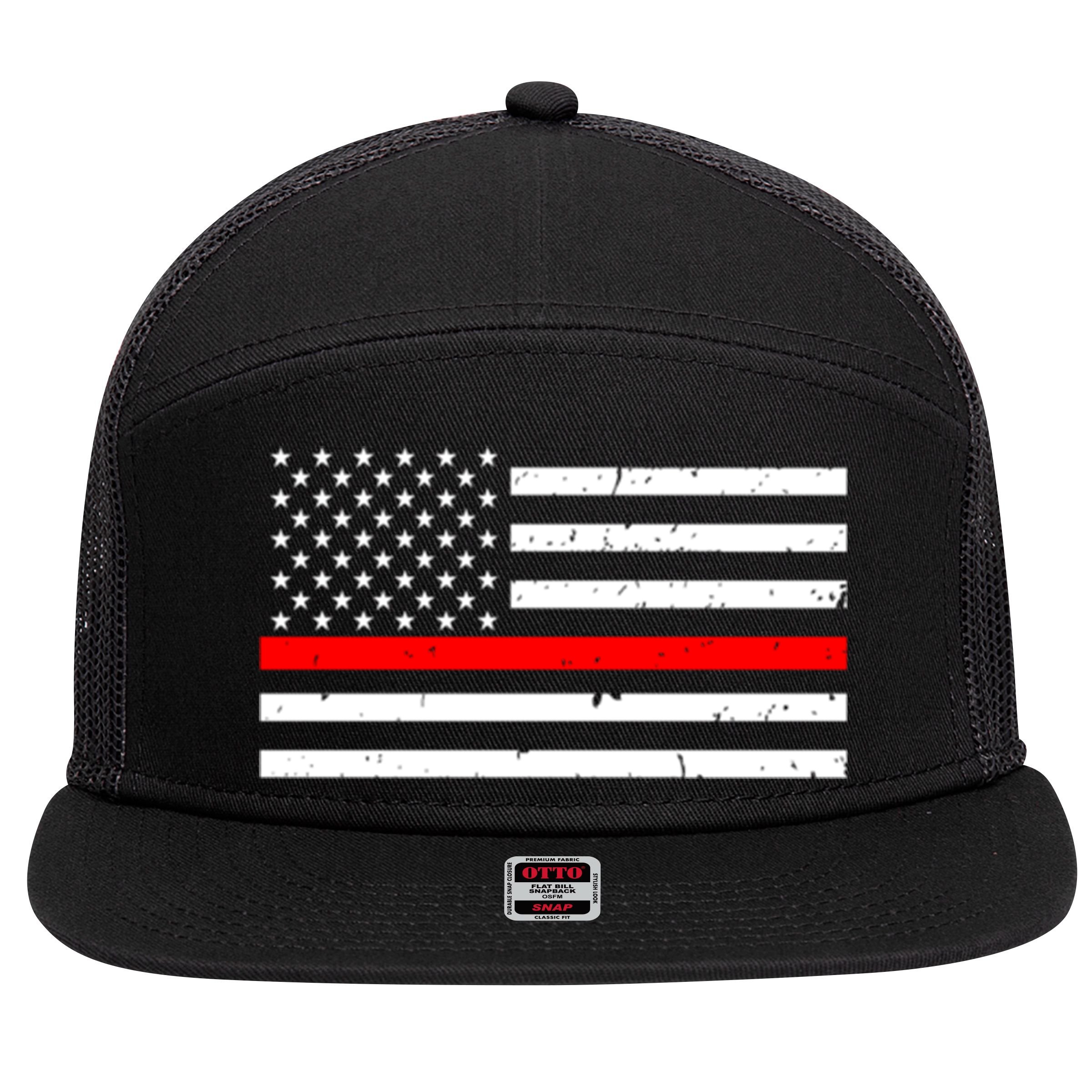 Cool Gift Firefighter Thin Red Line Flag Gift 7 Panel Mesh Trucker Snapback Hat