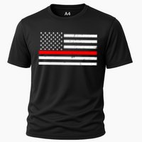 Cool Gift Firefighter Thin Red Line Flag Gift Cooling Performance Crew T-Shirt