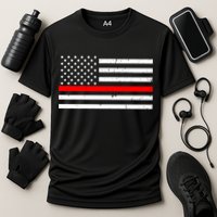 Cool Gift Firefighter Thin Red Line Flag Gift Cooling Performance Crew T-Shirt