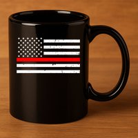 Cool Gift Firefighter Thin Red Line Flag Gift 11oz C Handle Ceramic Mug