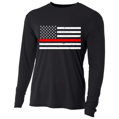 Cool Gift Firefighter Thin Red Line Flag Gift Cooling Performance Long Sleeve Crew