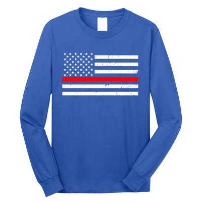 Cool Gift Firefighter Thin Red Line Flag Gift Long Sleeve Shirt