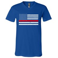 Cool Gift Firefighter Thin Red Line Flag Gift V-Neck T-Shirt