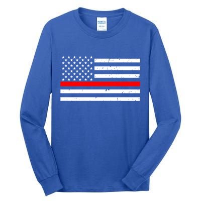 Cool Gift Firefighter Thin Red Line Flag Gift Tall Long Sleeve T-Shirt