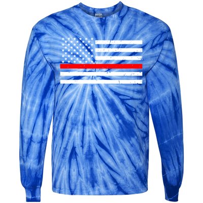 Cool Gift Firefighter Thin Red Line Flag Gift Tie-Dye Long Sleeve Shirt