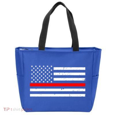Cool Gift Firefighter Thin Red Line Flag Gift Zip Tote Bag