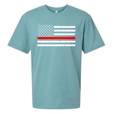 Cool Gift Firefighter Thin Red Line Flag Gift Sueded Cloud Jersey T-Shirt