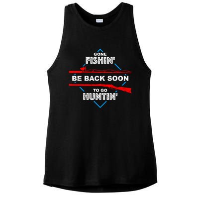 Cool Gone Fishin' Go Huntin' Funny Fisher Hunter Gift Ladies PosiCharge Tri-Blend Wicking Tank