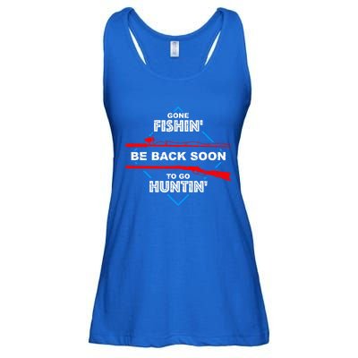 Cool Gone Fishin' Go Huntin' Funny Fisher Hunter Gift Ladies Essential Flowy Tank