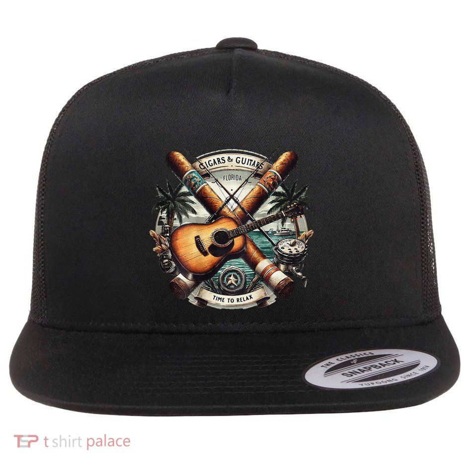 Cigars & Guitars Florida Flat Bill Trucker Hat