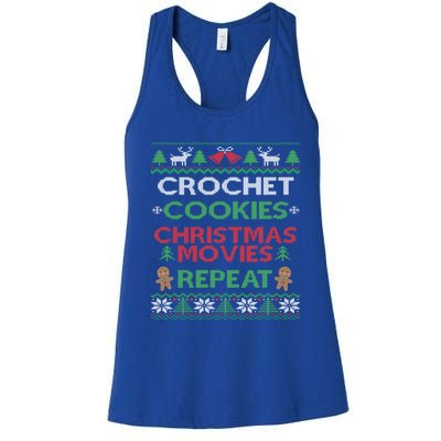 Crochet Gift Funny Crocheting Lover Ugly Christmas Pajama Cute Gift Women's Racerback Tank