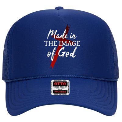 Christians God Faith Jesus Made In The Image Of God High Crown Mesh Back Trucker Hat