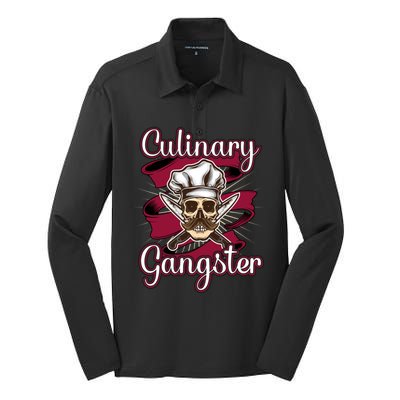 Culinary Gangster Funny Restaurant Cook Chef Gift Silk Touch Performance Long Sleeve Polo