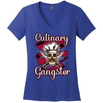 Culinary Gangster Funny Restaurant Cook Chef Gift Women's V-Neck T-Shirt