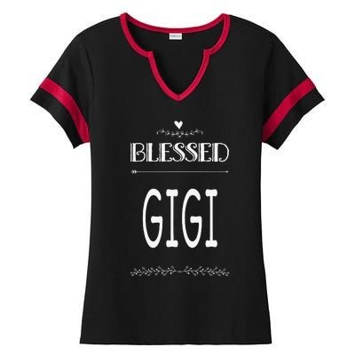 Cute Gift For Grandma Grandmother Blessed Gigi Ladies Halftime Notch Neck Tee