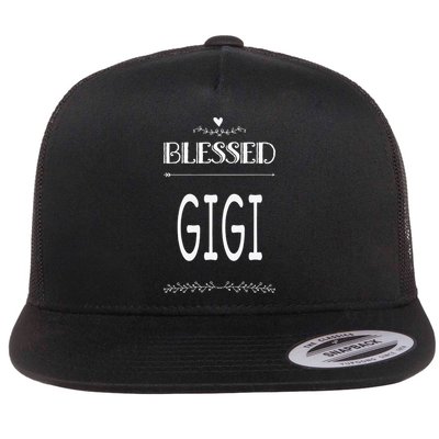 Cute Gift For Grandma Grandmother Blessed Gigi Flat Bill Trucker Hat